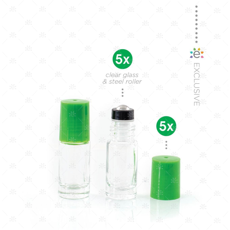 5 ml Heldere Roller Fles Fern Green (5 stuks)