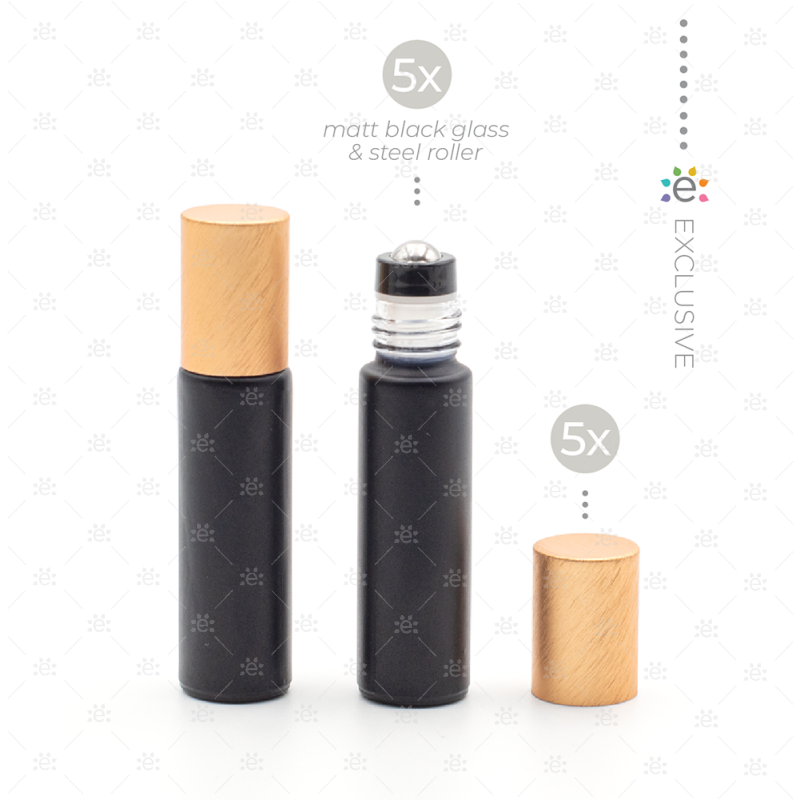 10 ml Frosted Roller Fles Zwart Metallic Oranje (5 stuks)