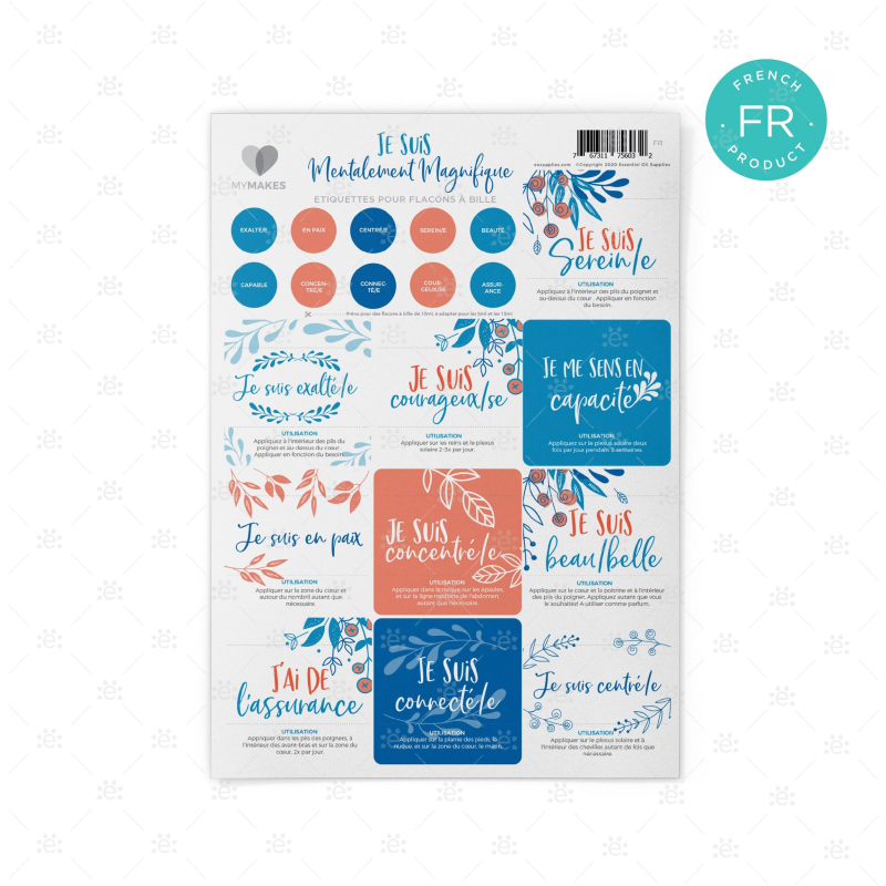 Mymakes:  I Am Mentally Magnificent - Label Sheet French Labels