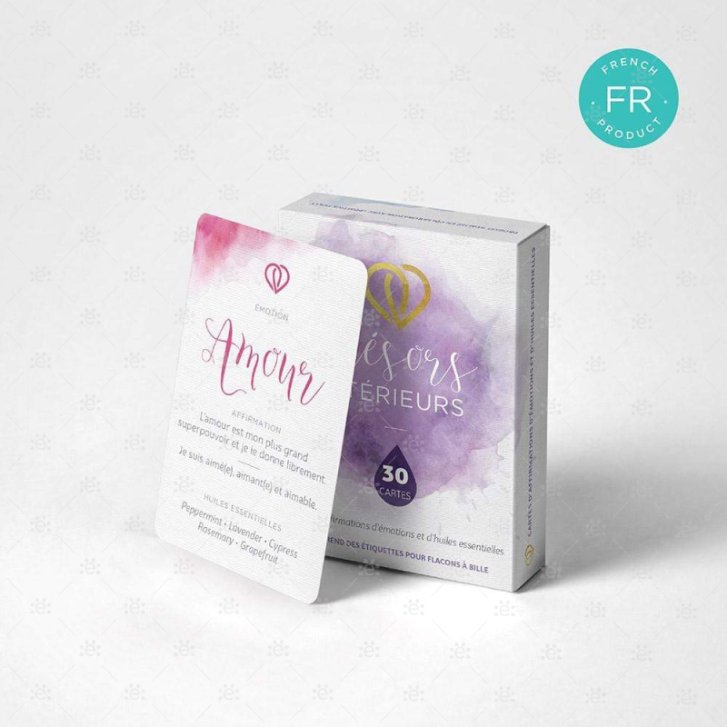 Treasures Within (French - Fr):  Emotions & Essential Oil Affirmation Cards (With Bottle Labels)